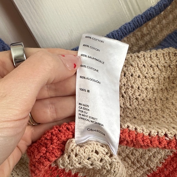 Free People Beach Love Me Long-Sleeve Fauxchet Striped Sweater Top Size Small - Picture 10 of 11